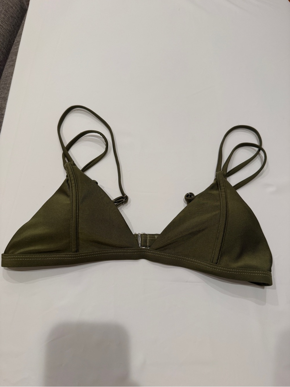 Zaful Olive Triangle Bikini Top in Dark Olive